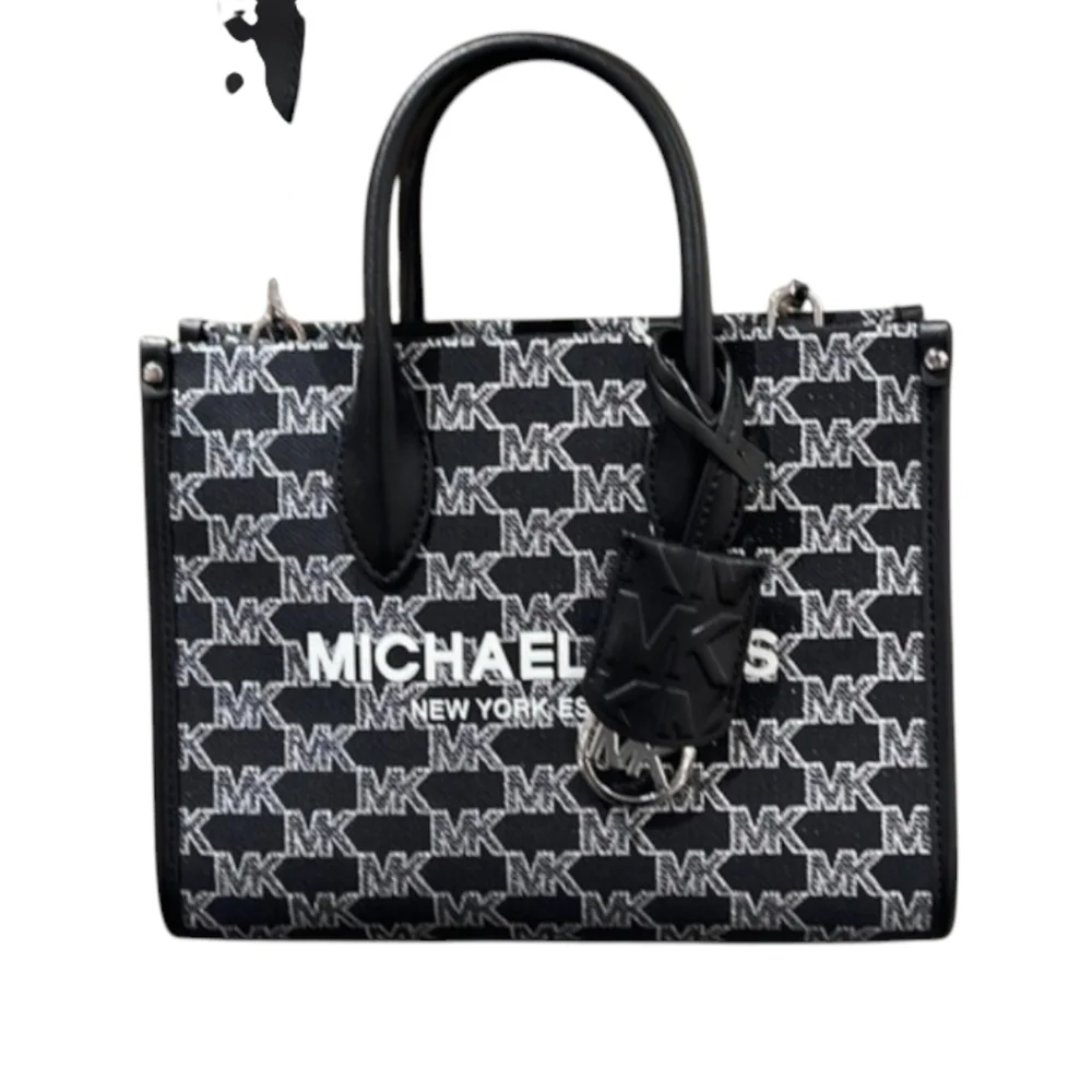 MICHAEL KORS MIRELLA SMALL shopper signature LOGO TOP ZIP black multi CROSSBODY